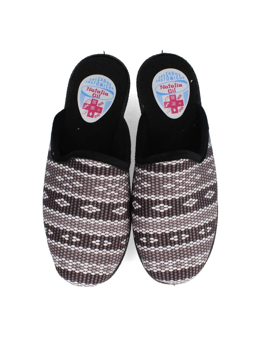 NATALIA  ZAPATILLA CASA MUJER ESTAMPADO NEGRO