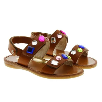 NATURINOSandalia niña cuero con piedras de colores Naturino 5078
