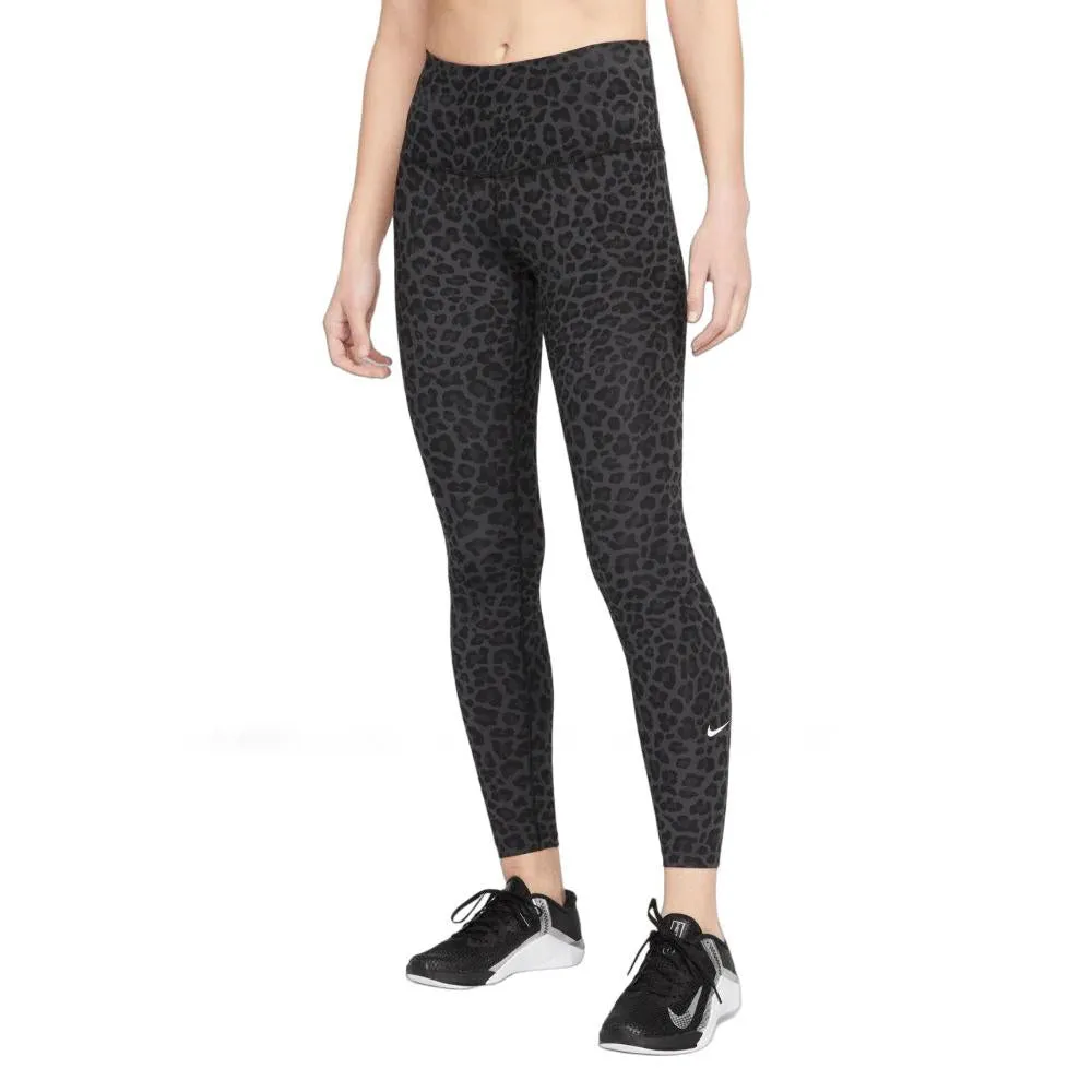 Nike Trainnig Femenino One_Df_Hr_Tght_Aop Dk_Smoke_Grey/(White)