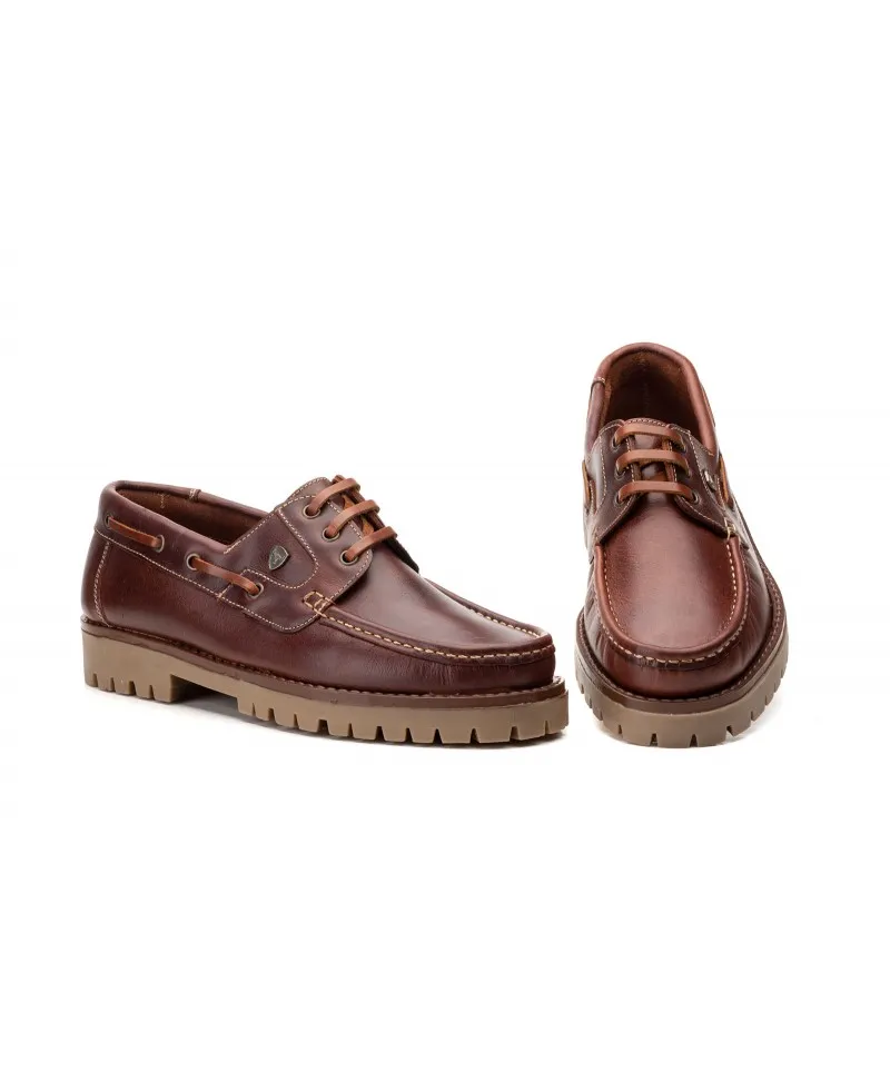 Náuticos Hombre Piel Pull Marrón Cordones Ibérico