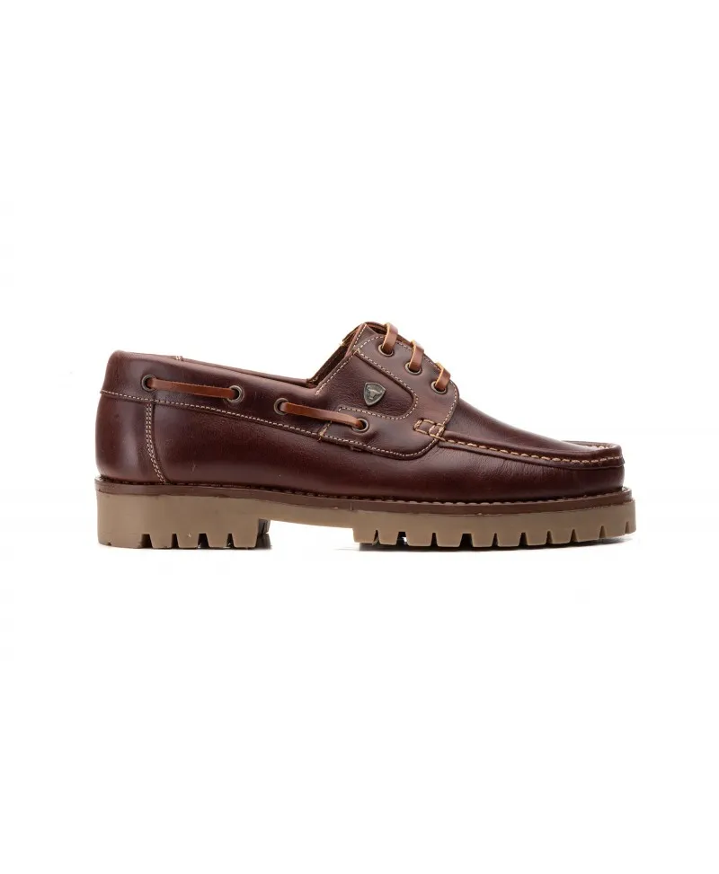Náuticos Hombre Piel Pull Marrón Cordones Ibérico