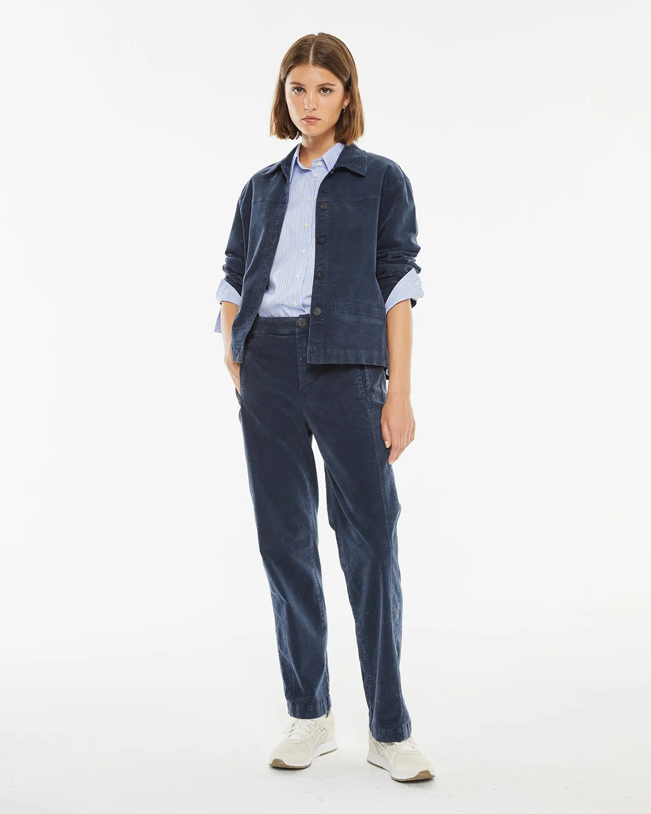Pantalón de pana efecto denim lavado