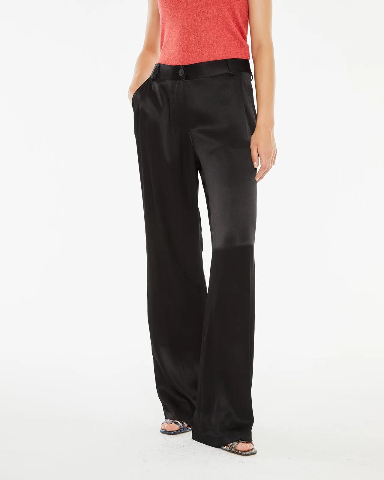 Pantalón largo de viscosa con detalle pinzas delanteras