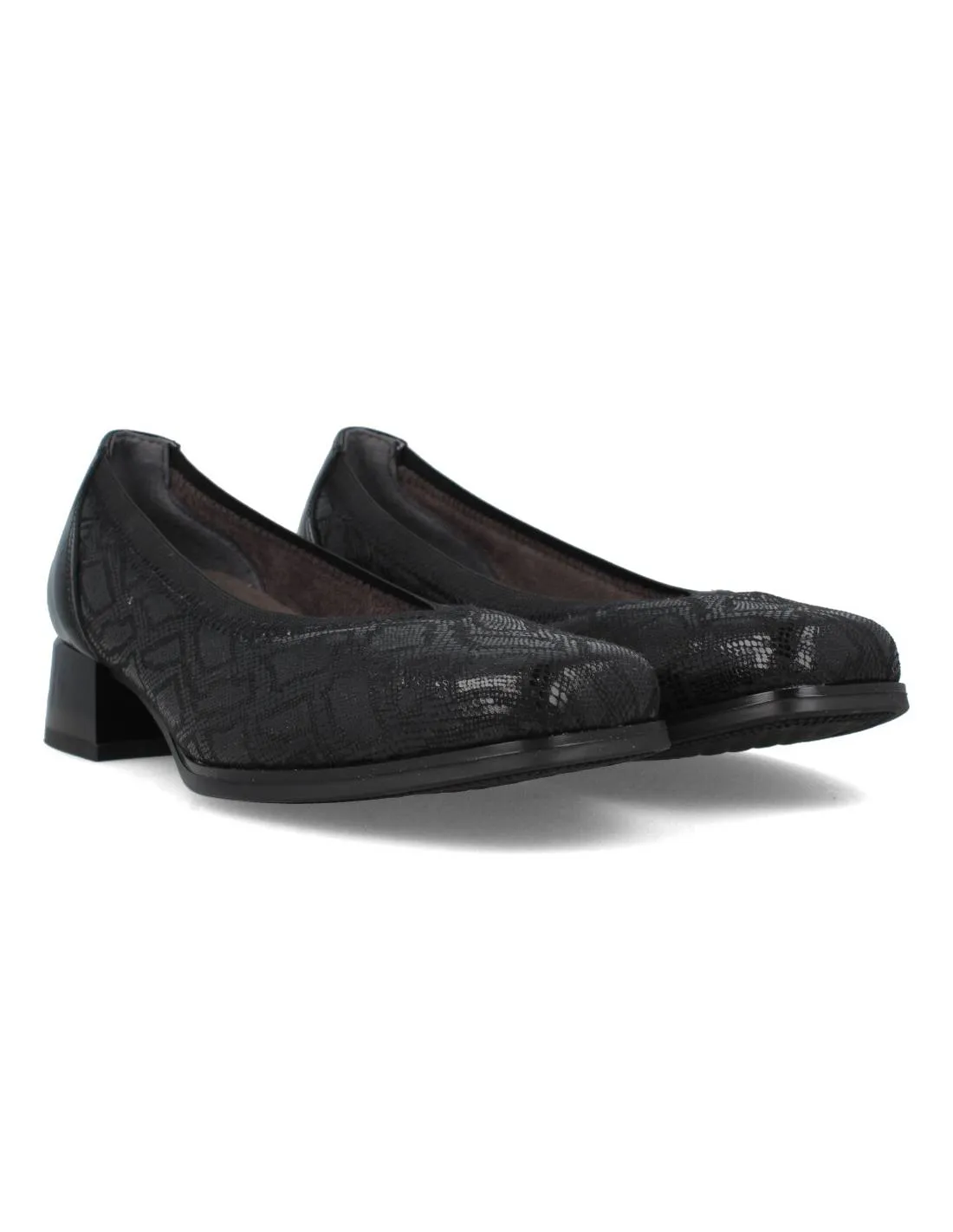 PITILLOS  BAILARINA TACóN PIEL ELáSTICO COCODRILO NEGRO