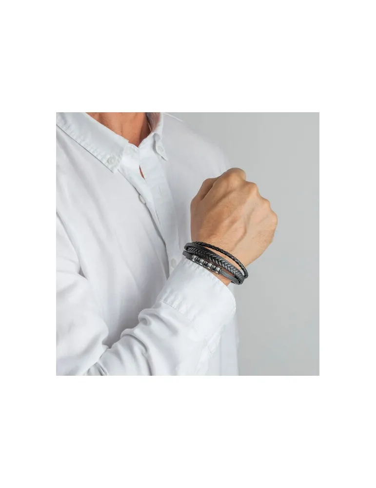 Pulsera Lotus Style hombre cuero LS2101