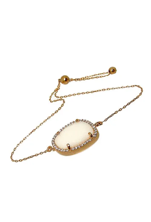 PULSERA PLATA CHAPADA EN ORO AMARILLO CON CUARZO ROSA Y CIRCONITAS. 256_006PR