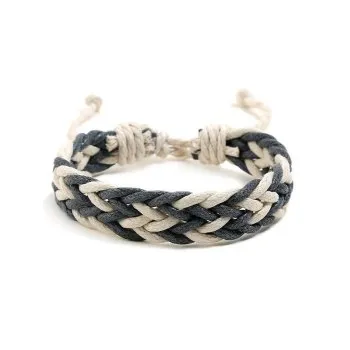 Pulsera Étnica De Cuerda Tejida Gruesa