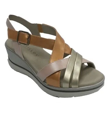 Sandalia mujer tiras colores PitillosMS en beig