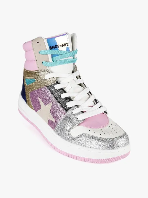 Shop Art BASKETBALL HAILEY Zapatillas altas con purpurina para mujer