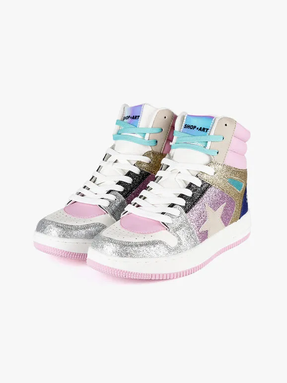 Shop Art BASKETBALL HAILEY Zapatillas altas con purpurina para mujer