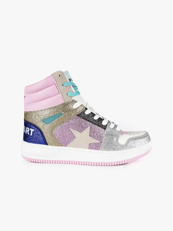 Shop Art BASKETBALL HAILEY Zapatillas altas con purpurina para mujer