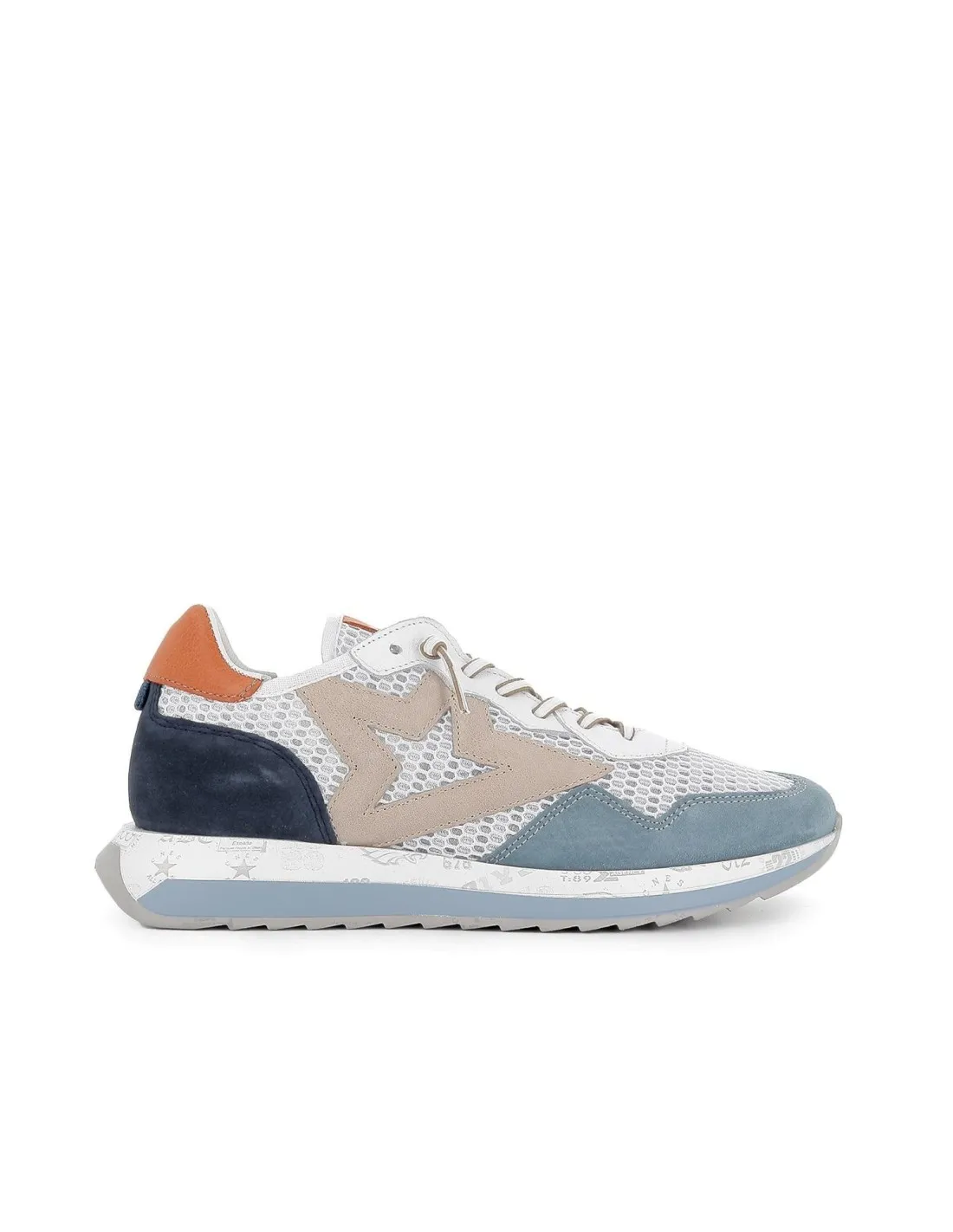 Sneaker piel azul cordones elasticos hombre CETTI