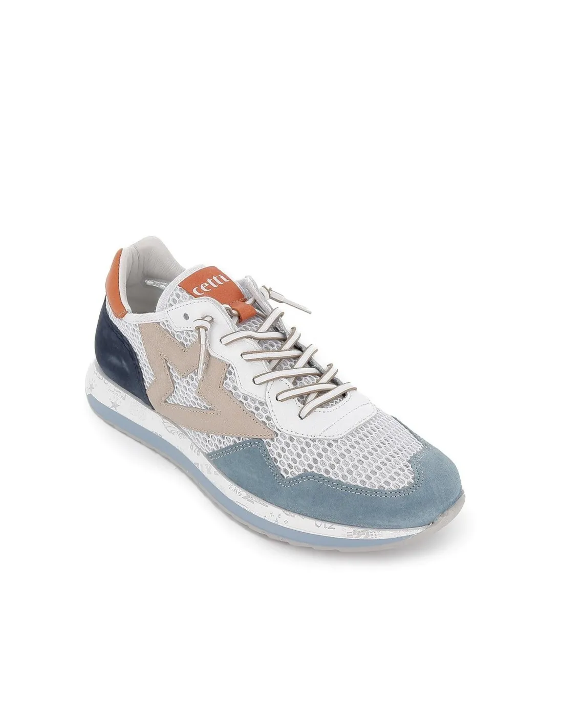 Sneaker piel azul cordones elasticos hombre CETTI
