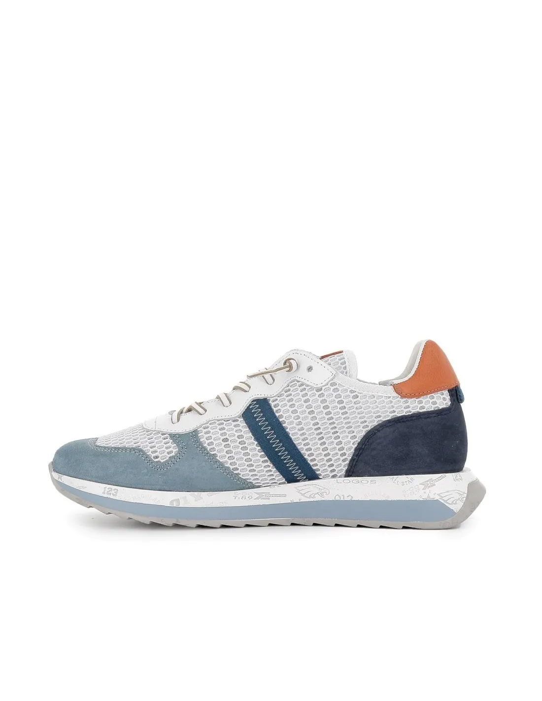 Sneaker piel azul cordones elasticos hombre CETTI