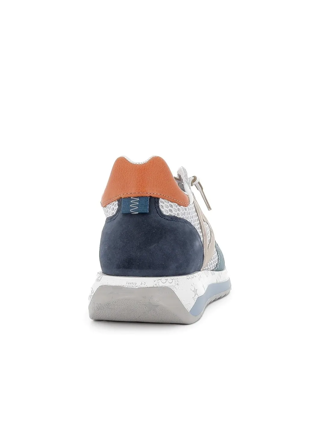 Sneaker piel azul cordones elasticos hombre CETTI