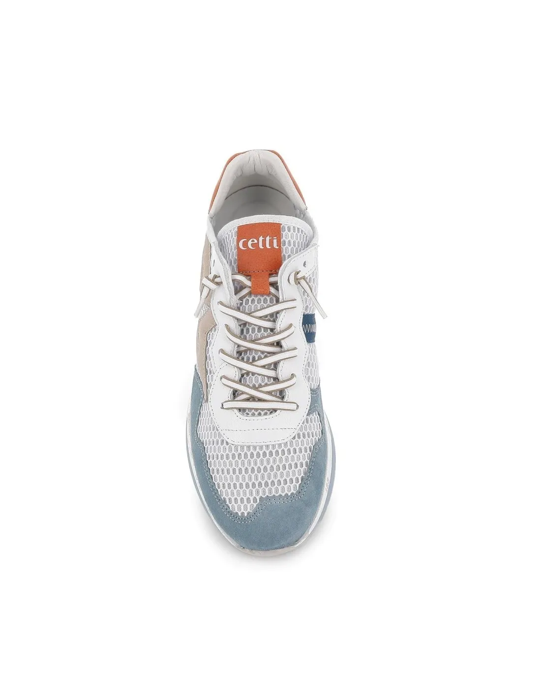 Sneaker piel azul cordones elasticos hombre CETTI
