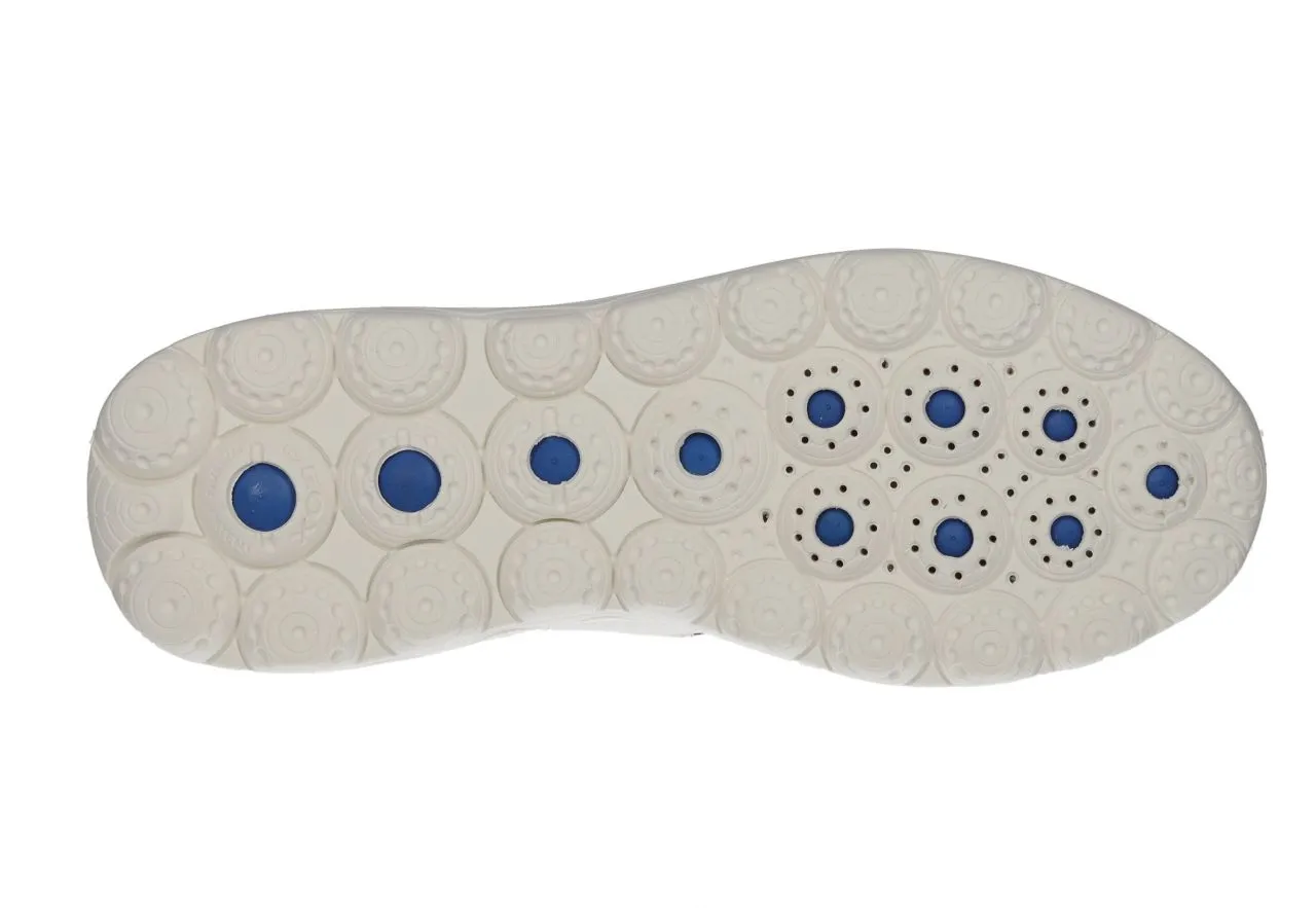 Sneaker Piel Blanco Punta y Talon Nobuck Taupe Cuello Rosa