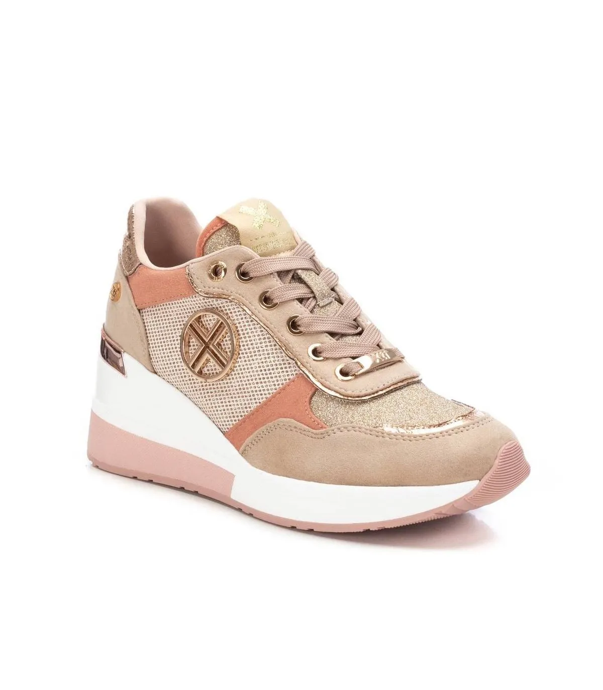 Sneakers en beige con cuña de mujer