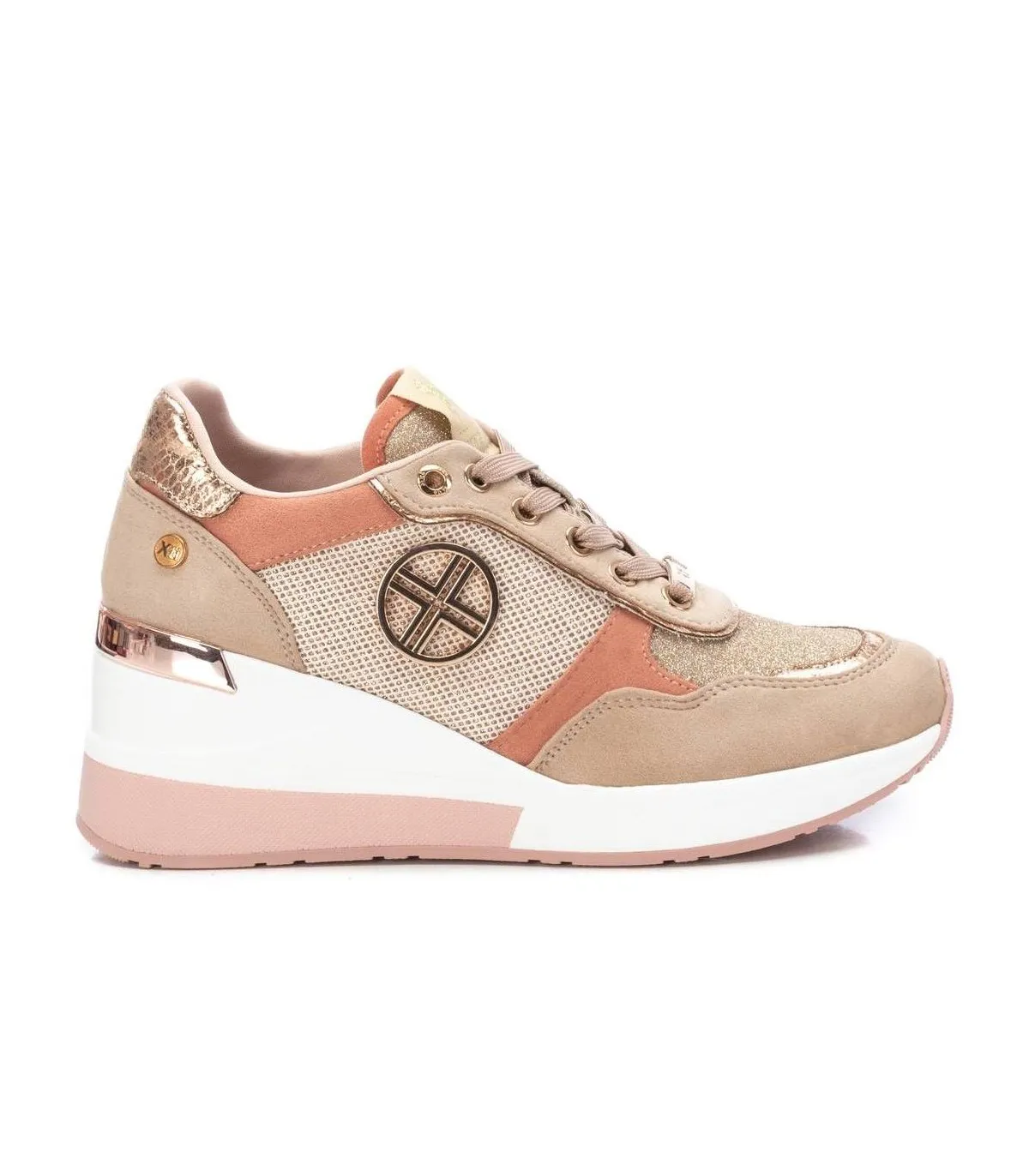 Sneakers en beige con cuña de mujer