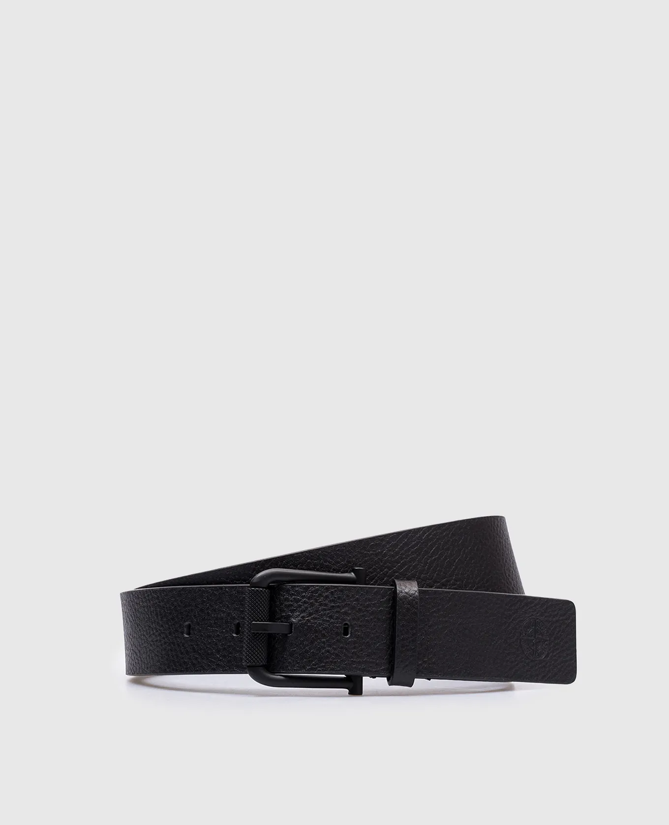 Stone Island Black leather strap with embossed logo