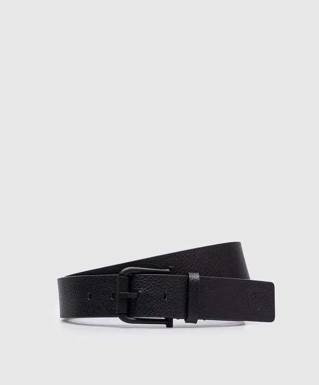 Stone Island Black leather strap with embossed logo