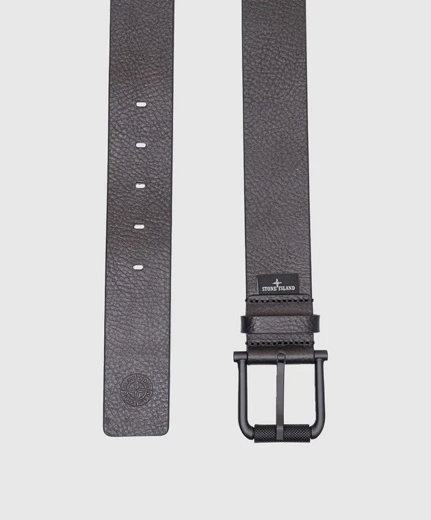 Stone Island Black leather strap with embossed logo