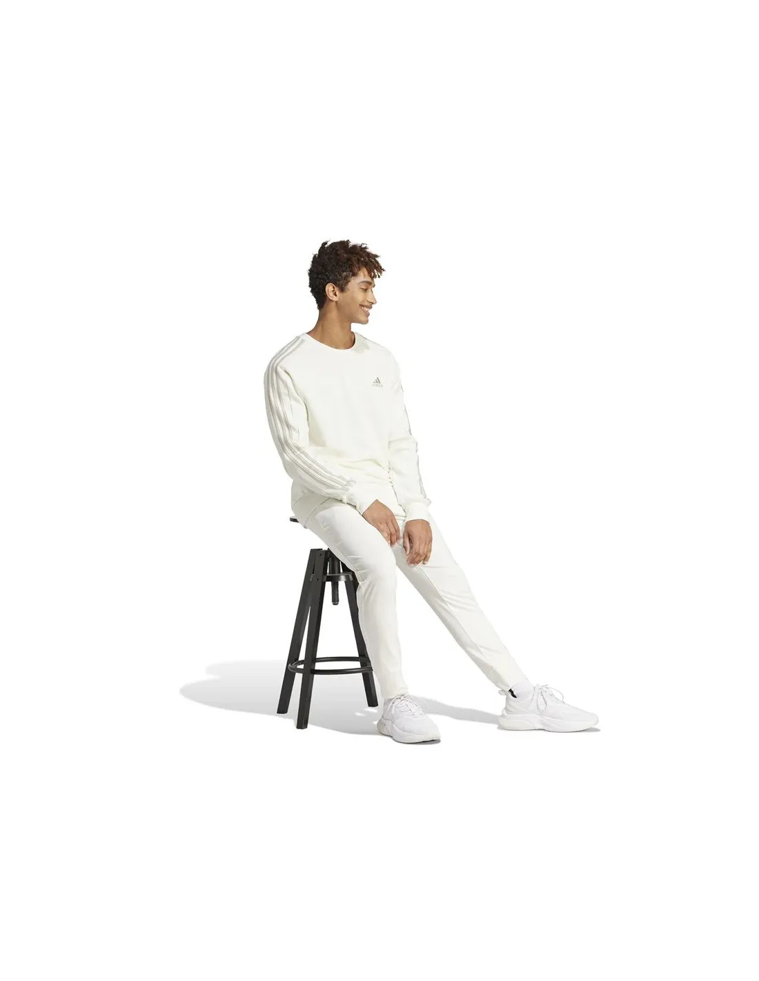 Sudadera adidas Essentials French Terry 3 Bandas Hombre Blanco