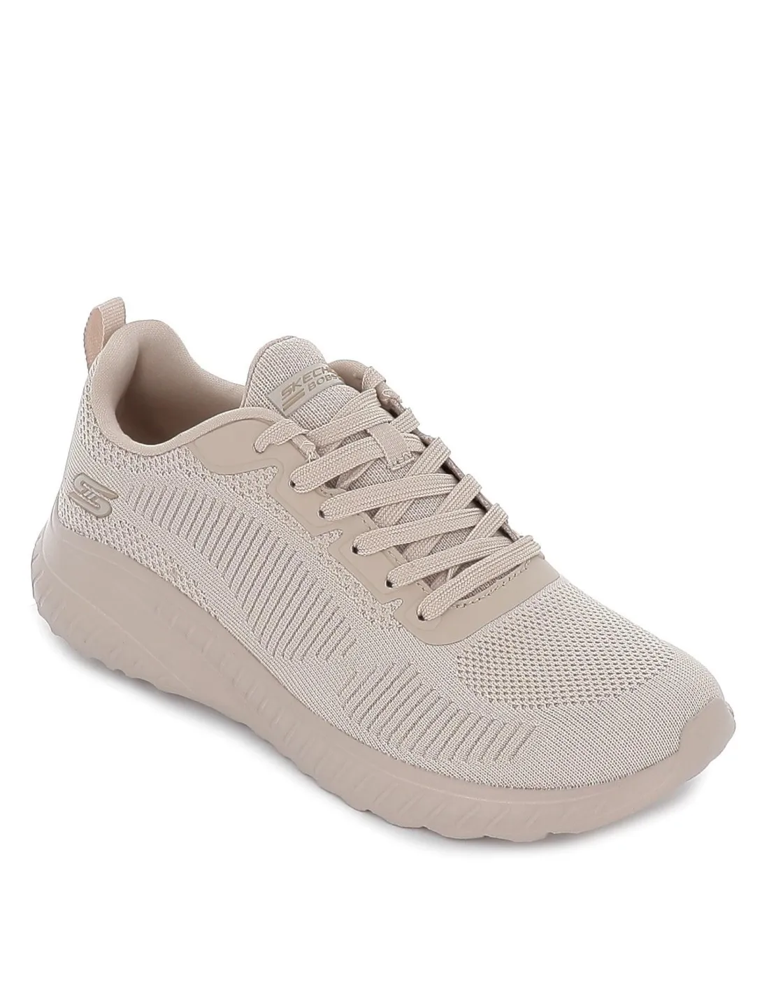 Tenis cordones mujer malla knit nude Skechers