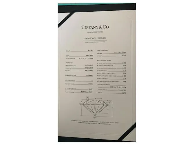 TIFFANY & CO ANILLO TIFFANY'S 0,31 CT  COLOR H Y VVS1 