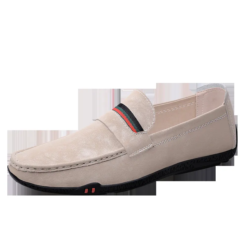 Vestido diseñador para hombre a rayas de cuero genuino 2023 marca de la oficina de moda mocasines zapatos conductores mocasin ma