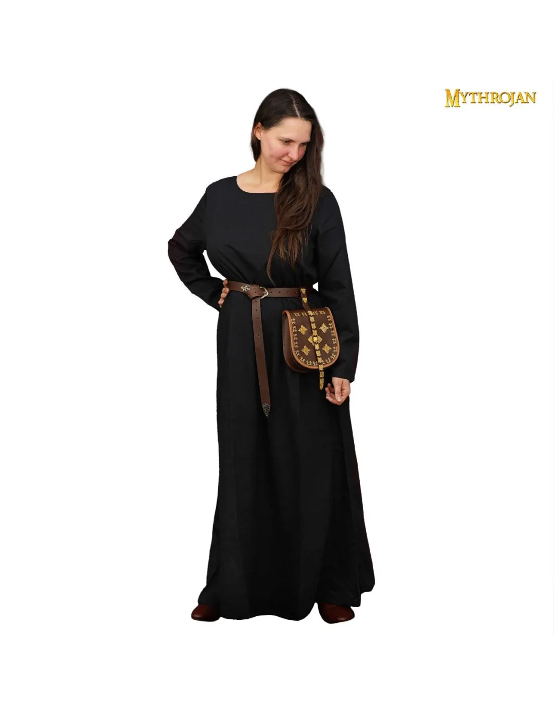 VESTIDO MEDIEVAL LARGO SIGLOS XXV, NEGRO
