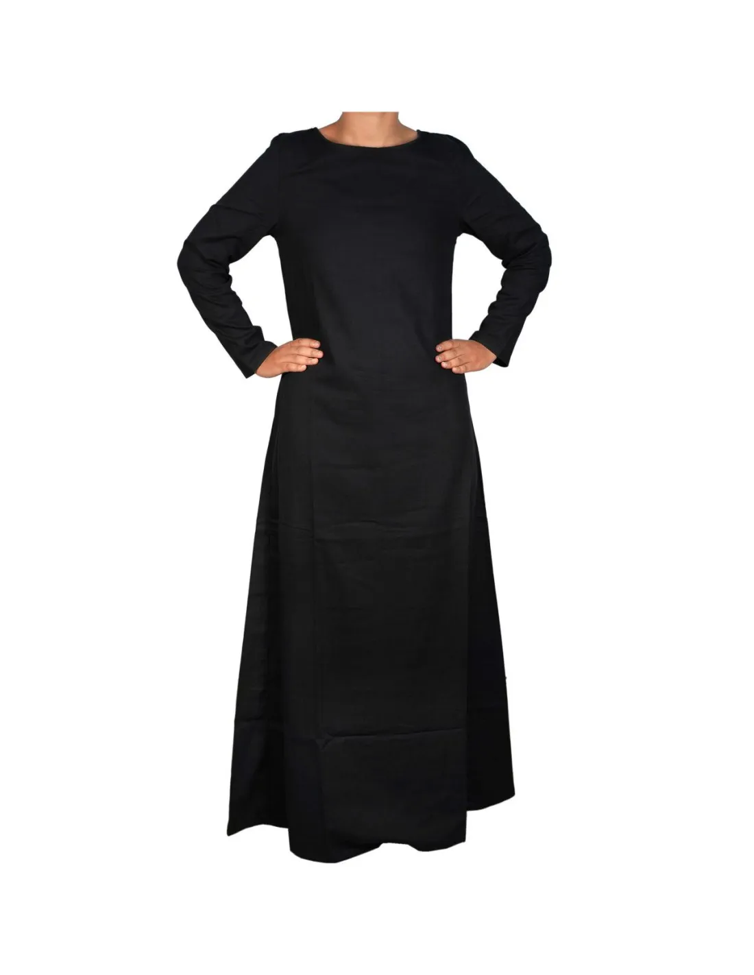 VESTIDO MEDIEVAL LARGO SIGLOS XXV, NEGRO