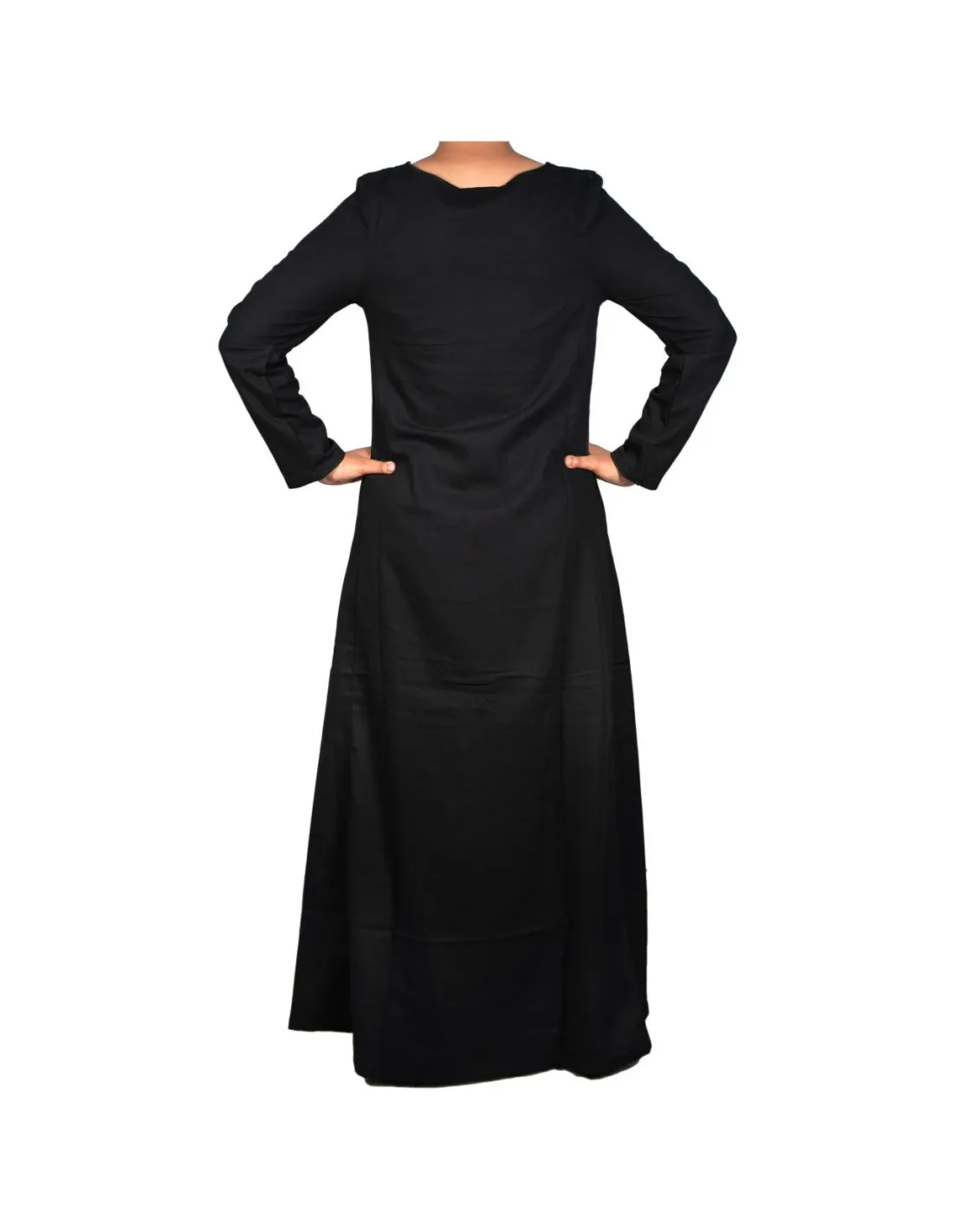 VESTIDO MEDIEVAL LARGO SIGLOS XXV, NEGRO