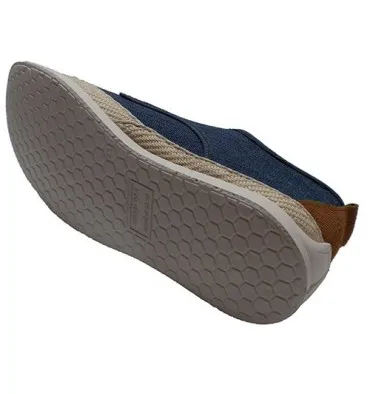 Zapatilla cordones hombre de lona ribete cáñamo Muro en azul