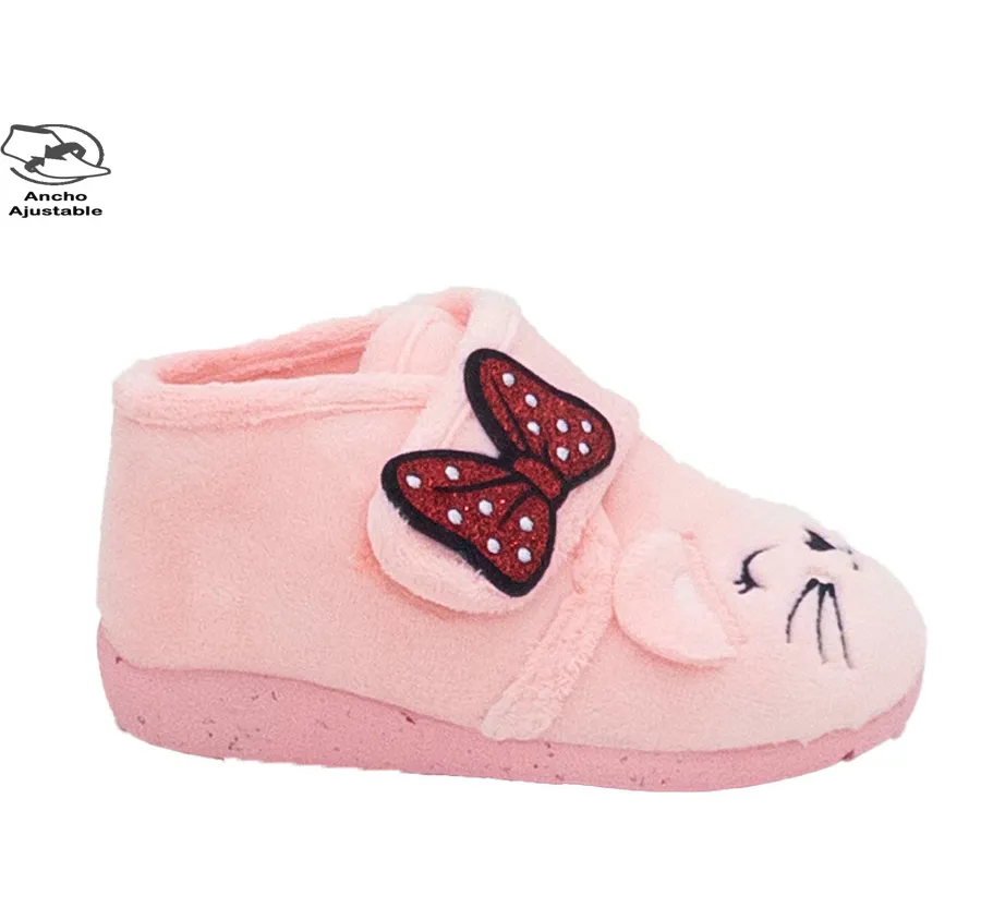 ZAPATILLA GARZÓN N4079.247 BOTA DE CASA PARA NIÑOS CÓMODA PANTUFLA VELCRO SUATEX ROSA 28672