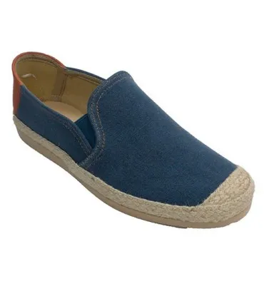 Zapatilla hombre con puntera y ribete esparto Alberola en azul marino