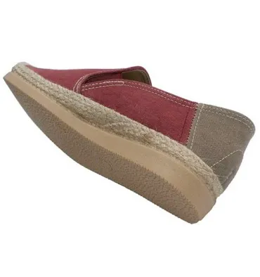 Zapatilla hombre con puntera y ribete esparto Alberola en granate