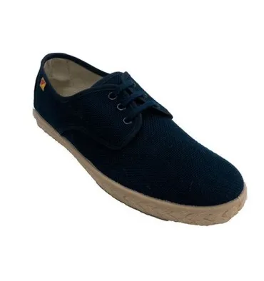 Zapatilla hombre cordones plantilla cáñamo esparto Alberola en azul marino
