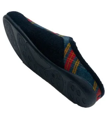 Zapatilla hombre invierno abierta detrás rayas de colores Calzamur en azul marino