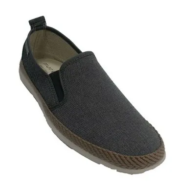 Zapatilla hombre tela jaspeada ribete de cáñamo Muro en gris