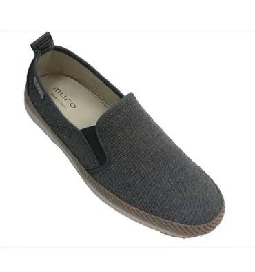 Zapatilla hombre tela jaspeada ribete de cáñamo Muro en gris