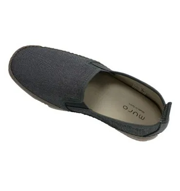 Zapatilla hombre tela jaspeada ribete de cáñamo Muro en gris