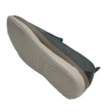 Zapatilla hombre tela jaspeada ribete de cáñamo Muro en gris