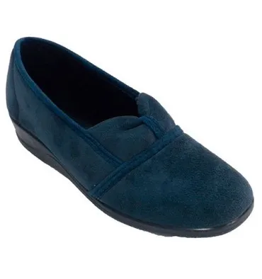 Zapatilla invierno mujer cerrada lazo empeine Nevada en azul marino