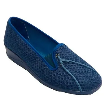 Zapatilla mujer cerrada rejilla adorno cordón Nevada en azul