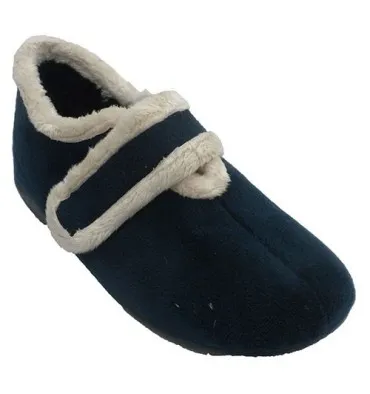 Zapatilla mujer tipo bota con velcro Calzamur en azul marino