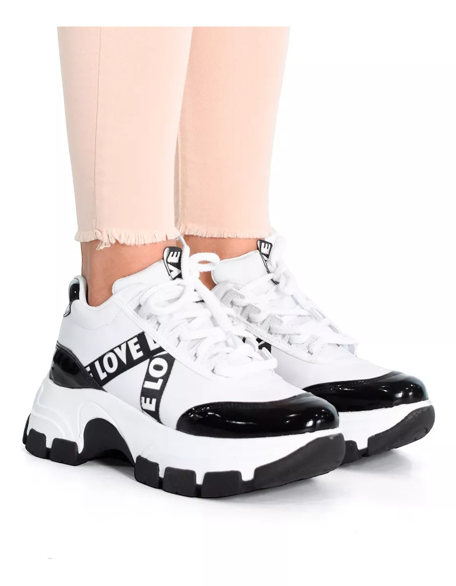 Zapatilla Mujer Urbana Plataforma Cuero Ecologico 102
