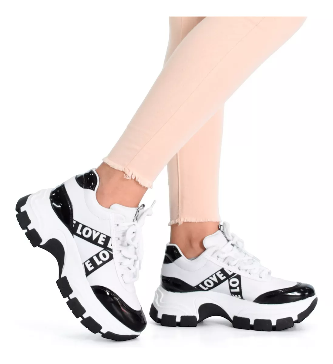 Zapatilla Mujer Urbana Plataforma Cuero Ecologico 102