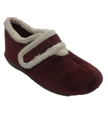 Zapatilla velcro mujer invierno tipo bota Calzamur en burdeos