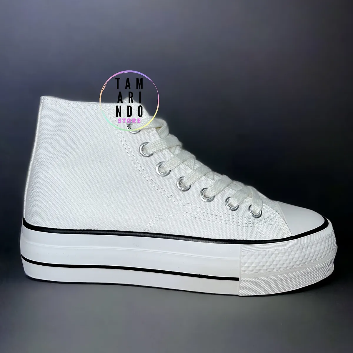 Zapatillas con caña lona blanco J01